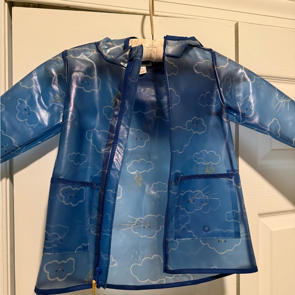 Cat & Jack Blue Raincoat with Cloud and Lightning Design